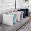 WLNUI Pink Faux Fur Pillow Covers 18x18 Inch,Set of 2 Plush Decorative Throw Pillow Case for Couch Sofa Bed, Soft Fluffy Blush Pink Cushion Cover with Hidden Zipper for Bedroom Girls Room Dorm Decor