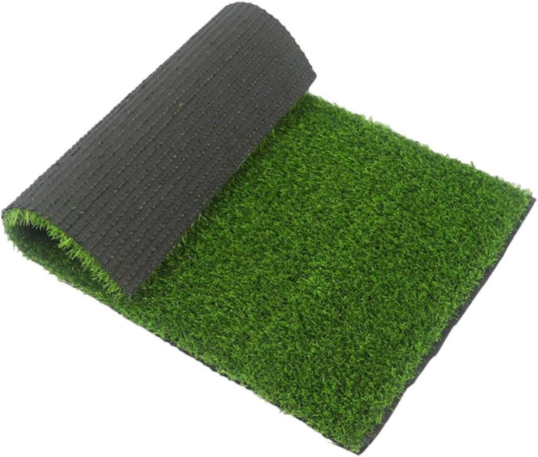 Artificial Grass Front Door Mat Drainage Holes, Plastic Outdoor Doormat for Front Door and Landscaping, Rustic Farmhouse Realistic Green Turf Mat (26x39)