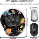 Ergonomic Mouse Pad with Wrist Support,Cute Mouse Pads with Wrist Rest,Comfortable Mouse Pad for Home Office Gaming Working Computers Laptop,Pain Relief with Non-Slip PU Base (Black Floral)