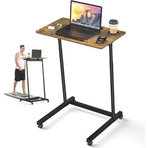 Treadmill Desk, Mobile Small Standing Desk with Wheels for Walking Pad, Portable Table for Laptop, Rolling Table Adjustable Height, Bedside Table