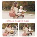 FHELAD Small Diaper Bag Backpack, Toddler Diaper Bags Waterproof Multi-Function Newborn Baby Stylish Mini Tote Maternity Bags (Pink with Pacifier Case)