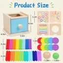 Montessori Toys for 1 2 3 Year Old, 4-in-1 Wooden Montessori Coin Box, Object Permanence Ball Drop Learning Color Sorting Toys for Toddlers 1-3, Gifts for 18 Months Baby Boys Girls