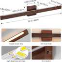 Modern Bathroom Light Fixtures Over Mirror, 32 Inch Brown Wood Finish Vanity Light Bar 26W Dimmable 5CCT LED Vanity Lights for Bathroom Wall Lighting Fixtures Over Mirror