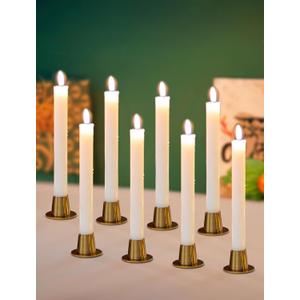 NUPTIO Taper Candle Holders Gold: Set of 8 Brass Candlestick Holder - Bulk Vintage Short Iron Candle Stick Candleholders for Fall Thanksgiving Christmas Table Decor