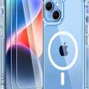 TAURI for iPhone 14 Plus Case, Compatible with MagSafe, with Screen Protectors, Not-Yellowing Military-Grade Protection, Shockproof Slim Magnetic Case for iPhone 14 Plus 6.7", Clear
