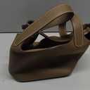 Genuine Leather Bucket Bag for Women Handheld tote bag with metal clasp, bohemian-style market tote bag(Elephant gray-silver)