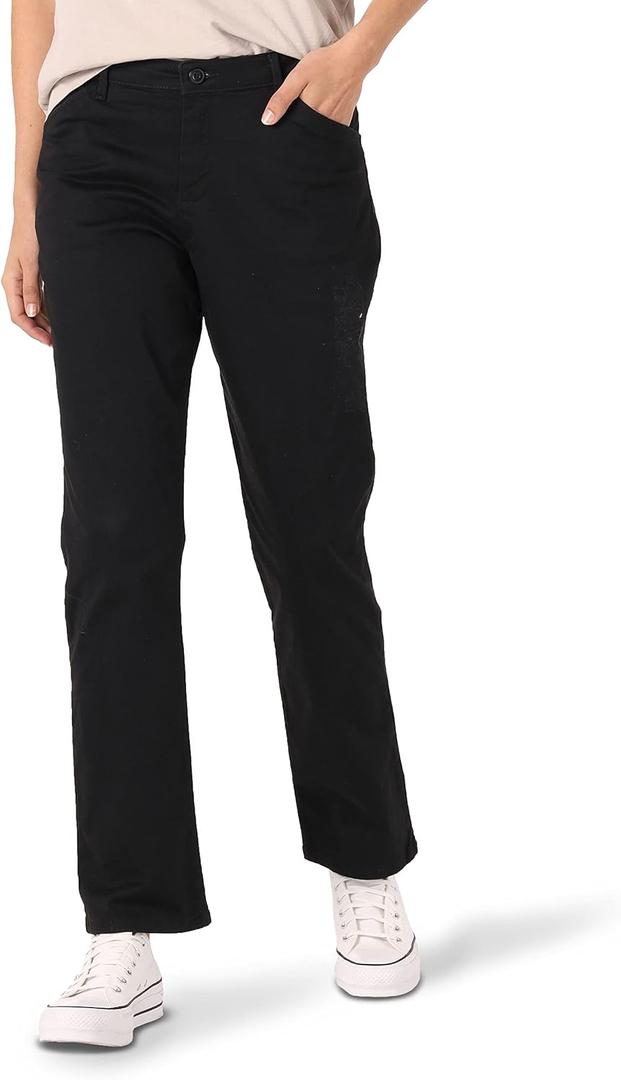 LEE Women’s Relaxed Fit All Day Straight Leg Pant, jet black, 4 Petite