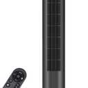 OLIXIS Tower Fan for Bedroom, 28dB Quiet Floor Standing Fan with Remote, 12H Timer, 5 Speeds, 4 Modes, LED Display, Portable Bladeless Oscillating Cooling Fan for Indoor, Home, Office - Black