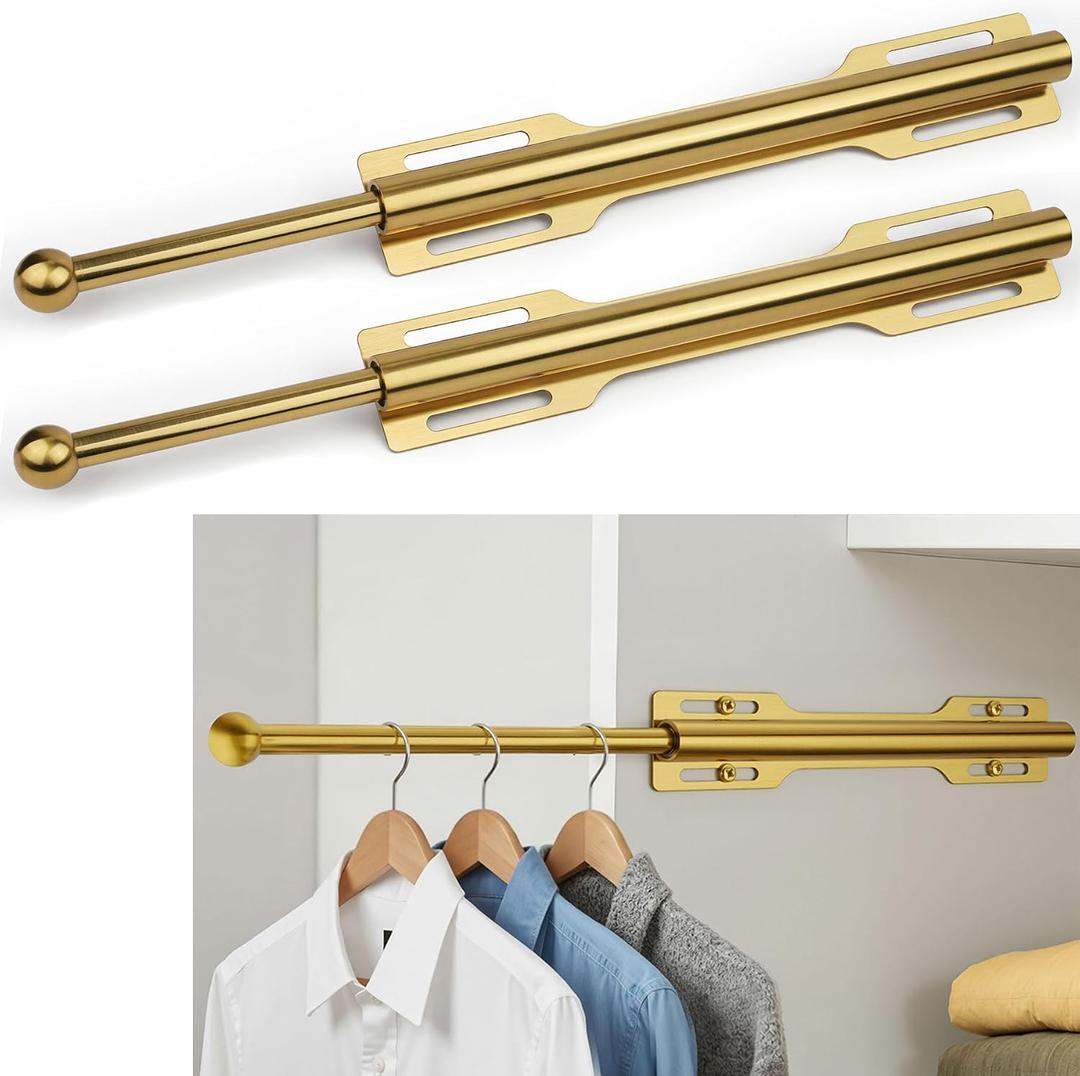 Pull-out Valet Rod for Closet 2 Pack, Brushed Gold