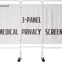 3-Panel Medical Privacy Screen on Wheels, Portable Medical Privacy Screen Indoor Room Divider Flame Retardant Vinyl Panels, Stainless Steel Contruction, Folds Easy for Storage