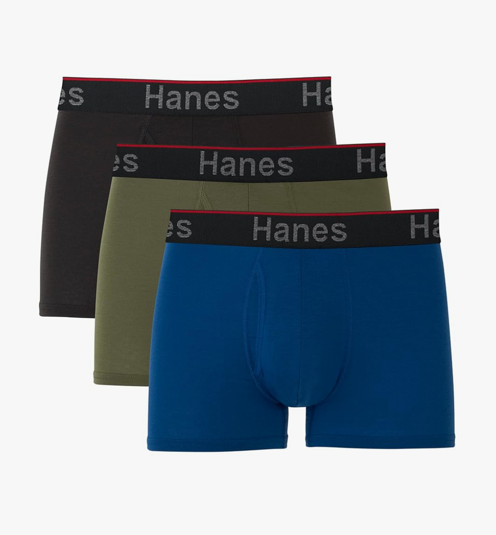 Hanes Total Support Pouch Men's Boxer Brief Underwear, Anti-Chafing, Moisture-Wicking Odor Control, 3-Pack M black/blue/green