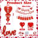 Valentines Day Decorations with Happy Valentine's Day Banner, Photo Banner, I Love You and Red Heart Balloons, and Fake Rose Petals for Valentines Day Party Wedding Anniversary Engagement