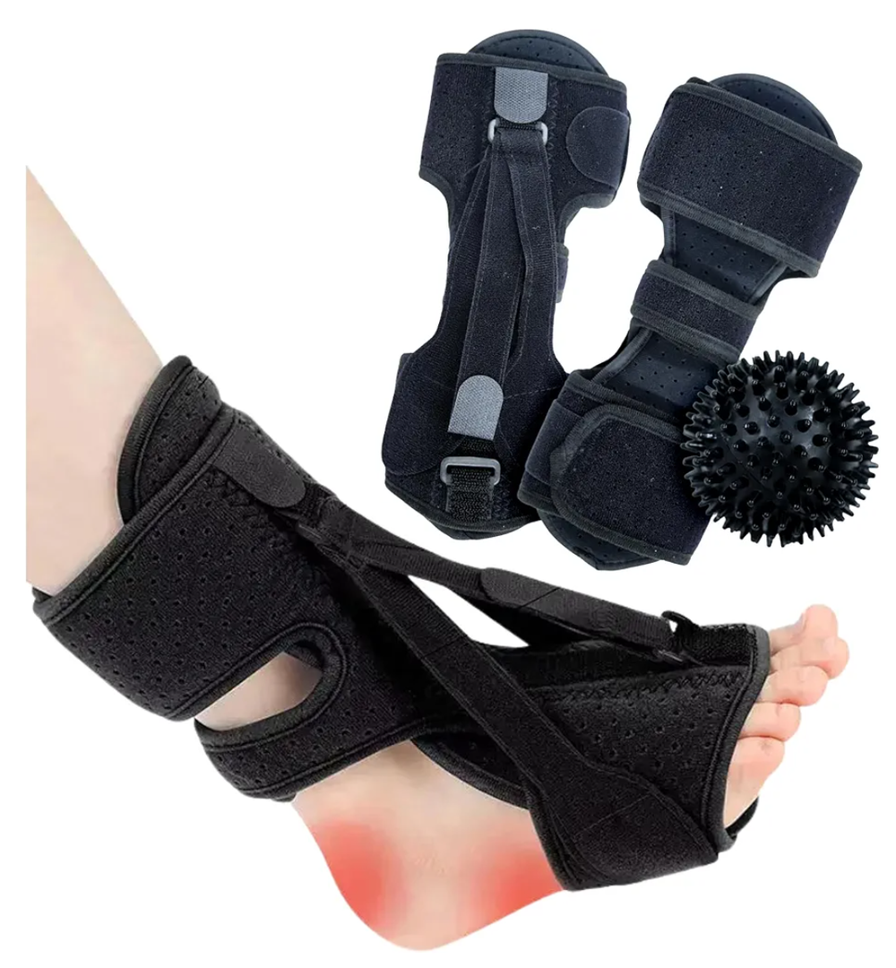 Plantar Fasciitis Night Splint for Women & Men – Soft Adjustable Foot Brace for Heel and Arch Pain Relief – BALL NOT INCLUDED