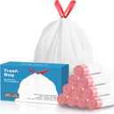 KdbK 13.2 Gallon Tall Kitchen Drawstring Trash Bags, 200 Count Pre-separated Garbage Bags, Unscented, Leak Proof, Waste Bag for Kitchen, Office, Home