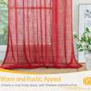 YoungsTex Red Linen Semi Sheer Curtains 80 Inch Length - Light Filtering Drapes with Back Tab Rod Pocket Lightweight for Living Room Window, 2 Panels, 52 X 80 Inch