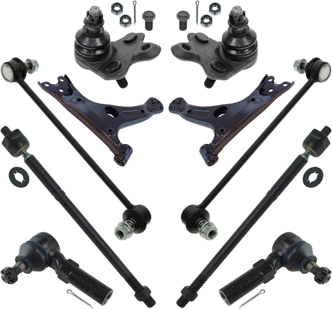 TRQ Front Steering & Suspension Kit Ball Joint Control Arm Sway Bar Stabilizer Link Tie Rod Compatible with 2014-2019 Toyota Corolla
