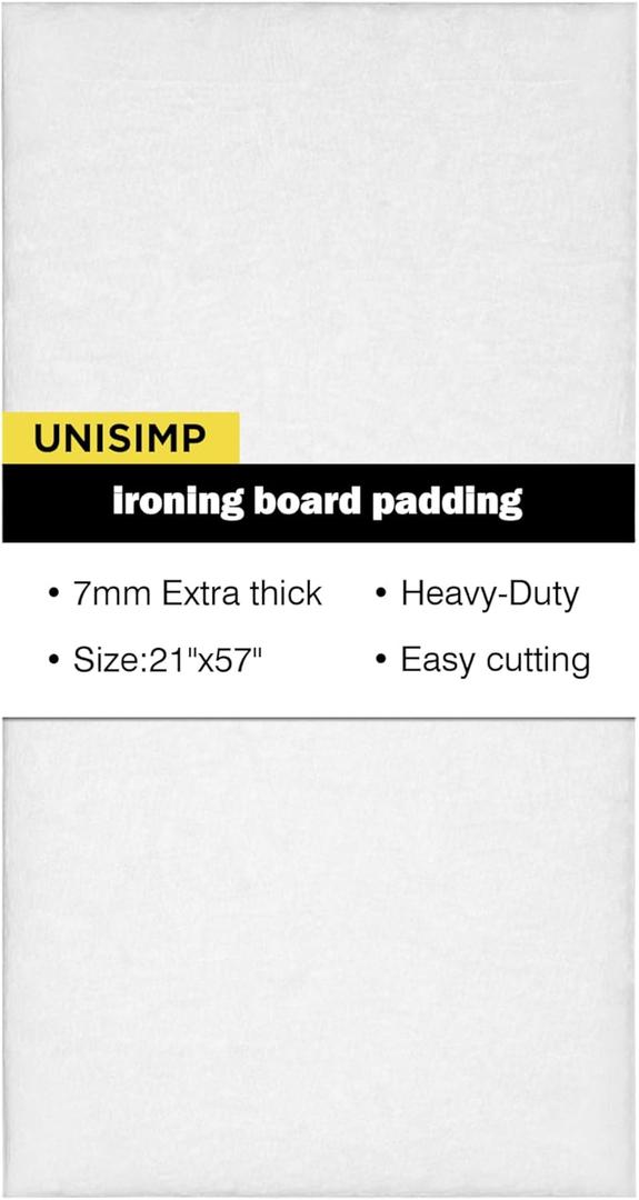 Unisimp Ironing Board Padding Only, Heavy Duty Standard Ironing Board Pad Replacement, Cut-to-Fit for Standard, Wide & Large Board Sizes up to 21 x 57 Inches (White)