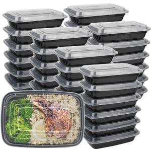 IUM Reusable Food Containers, 50-Pack 24 OZ Plastic Meal Prep Containers with Lids - Durable Stackable Lunch Boxes, Dishwasher Safe (NEW Model 24 OZ(50 PACK))