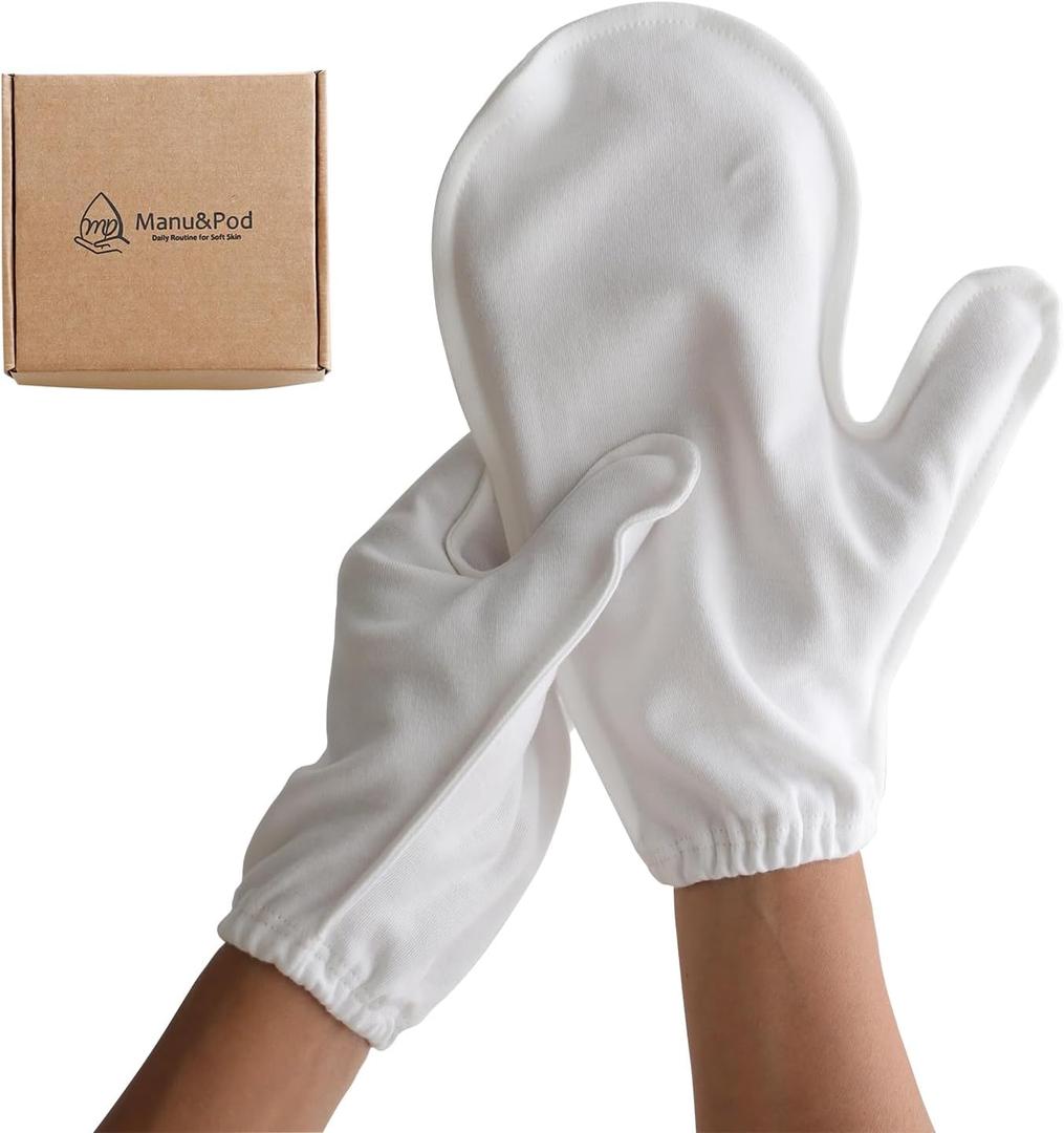 Manu&Pod Small 3 Pairs Overnight Cotton Mitten Gloves for Dry Hands, Eczema & Psoriasis l Moisturizing Gloves for Women l Wristband, White