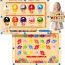 2 in 1 Double Side Magnetic Color and Number Maze, Montessori Magnetic Alphabet Maze Board Toys 3-5 Years Old, Wood Magnet Puzzle Learning Counting Matching Toys for 3 4 5 Todders Kids Girls Boys