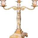RosyLine Metal Candelabra 17" Height, Candle Holder with 5 Arms,Antique Bronze Furnish Candle Holder, Centerpiece for Home Decro,Wedding Event, Party,1 Pack (Golden)