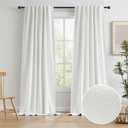 KEQIAOSUOCAI Cream Ivory Blackout Curtains 120 Inch Length 10 FT 2 Panels, Boho Farmhouse Neutral Earth Tone Window Curtain Drapes for Living Room Rod Pocket/Back Tab/Hook Belt 50 by 120-inch (Natural)