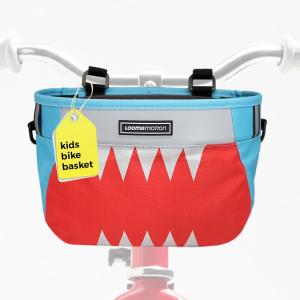 Premium Kids Bike Basket with Lid and Reinforced Hook-and-Loop Straps  Easy to Clean  Handlebar Bag with Shoulder Strap  Basket for Bike or Scooter (Blue)