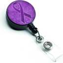 Caroline's Treasures AN1207BR Purple Ribbon for Pancreatic and Leiomyosarcoma Cancer Awareness Retractable Badge Reel, Belt Clip, Multicolor