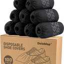 Black Recycable Shoe Covers Disposable - Recyclable Shoe Covers Disposable for Indoors, Fits Up To 11 US Men and 13 US Women Size,Recyclable Non-Woven Fabric - 100pcs L