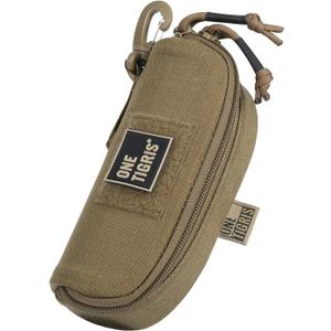 OneTigris Eyeglasses Hard Case Tactical Molle Zipper Sunglasses Carrying Case 1000D Nylon with Clip (Coyote Brown)