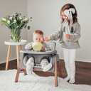 Fodoss Baby High Chair, Light Gray, 4-in-1 Foldable Design, Sturdy Metal Square Tube with Wood Grain, Removable Dishwasher Safe Tray, 5-Point Harness, Waterproof Cushion