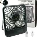 Original Cruise Fan - Magnetic Base Hook, USB Rechargeable, Portable Travel Fan for Sleeping (Black)
