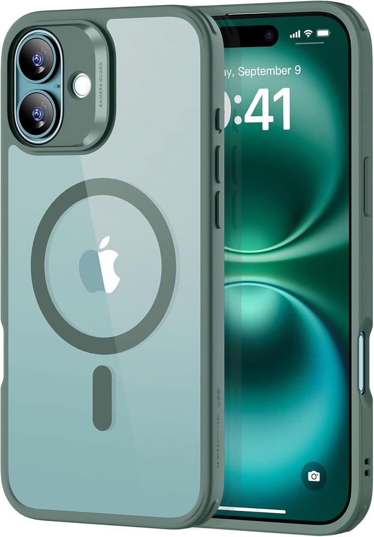 ESR Classic Hybrid Case Clear Green for Phone 16 Plus | Compatible with MagSafe, Shockof Military-Grade Tection, Magnetic Phone Case, HaloLock