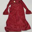 Ekouaer Women's Robe Long Velvet Bathrobe Fuzzy Soft Warm HouseCoat with Pockets Plush Shawl Collar Full Length Sleepwear (Medium, Wine Red)