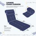 Waterproof Lounge Chair Cushion Set of 2, Outdoor Fade Resistant Chaise Lounger Replacement Cushions with 6 Ties, Thickened Memory Foam Pool Lounge Chair Cushions, 76 x 22 x 4.7 Inches, Blue