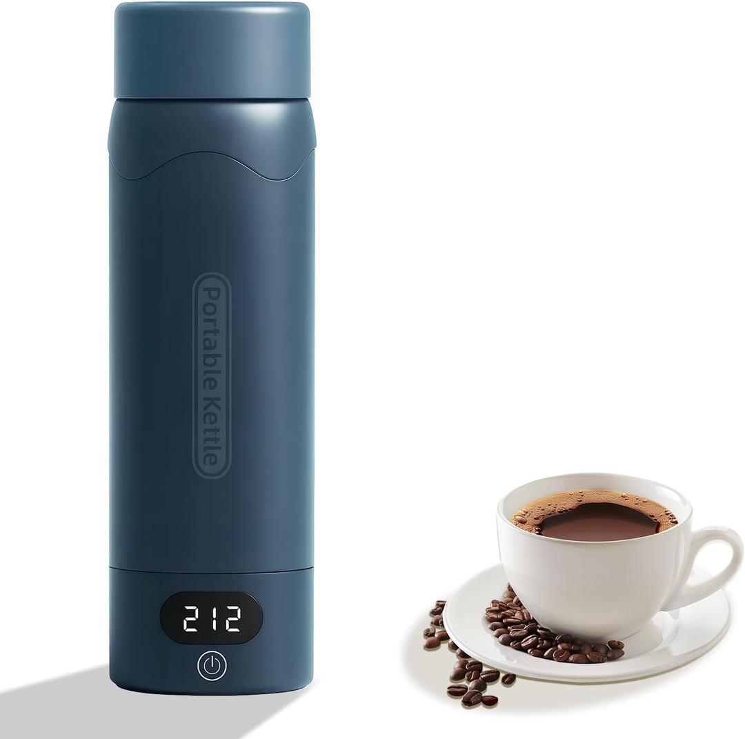 Travel Electric Kettle Portable Mini Kettle,316 Stainless Steel 16.91Oz,Small Hot Water Boiler with 4 Temperature Settings,Fast Boiling Water with Auto Shut-Off and Boil Dry Protection(Blue Spruce)