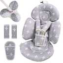 Infant Insert Compatible with 4moms Mamaroo Swing and Infant Carseat, Including 3 Replacement Balls, Reversible Newborn Insert for Baby Swing, Stroller, Bouncer, Soft Fabric - Gray