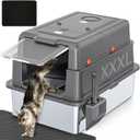 XXXL Extra Large Stainless Steel Litter Box with Lid, 28" L x 20.5" W x 17" H Covered Stainless Steel Litter Box, Suitable for Large Cats and Multiple Cats, Non-Sticky, Anti-Leakage, Easy to Clean