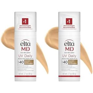 EltaMD UV Daily Tinted SPF 40 Face Sunscreen Moisturizer with Zinc Oxide, Tinted Daily Face Moisturizer with SPF, Sunscreen for Dry Skin, 1.7 oz Pump (Pack of 2)