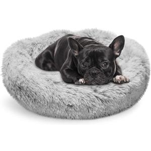 Whiskers & Friends Cat Bed Dog, Cat Beds for Indoor Cats Washable, Orthopedic Soft Fluffy Round Calming Pet Bed for Small to Large Kitty Kittens & Dogs, Small Dog Beds & Furniture (20.00" x 20.00" x 6.00", Light-Grey)