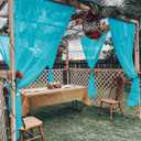 youleyar Sheer Outdoor Curtains for Patio Waterproof 4 Panels Linen Look Rod Pocket Indoor Aqua Voile Curtain for Living Room, Bedroom, Porch, Pergola, Cabana, Gazebo(52x96 Inch, Aqua)