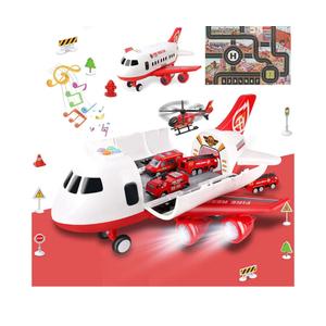 Dwi Dowellin Airplane Toy with Fire Truck Cars and Play Mat, Plane with Lights and Sounds for 3 + Years Old Boys and Girls