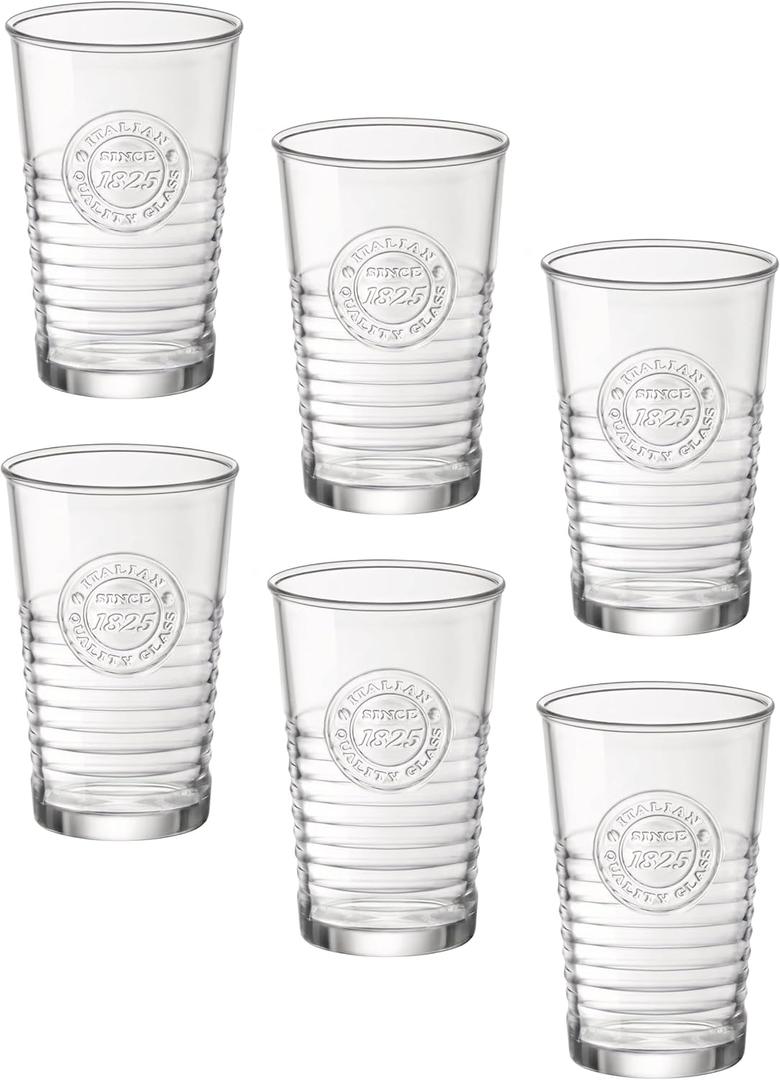 Bormioli Rocco Officina 1825 16 oz. Cooler Drinking Glasses for Cold Drinks, Water, and Cocktails, Set of 4, Clear