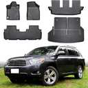 Floor Mats & Cargo Liner Compatible with Toyota Highlander 2008-2013(Non-Hybird),All Weather Protection,Waterproof,Anti-Slip TPE Trunk Mat Fit for Toyota Highlander 2008-2013 Accessories