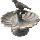 Comfy Hour 6" Mini Pedestal Bird Bath, Decorative Cast Iron Tabletop Bird Feeder for Garden Porch & Patio, Antique Style Metal Wild Bird Seed Dish, Outdoor Decor Accent, Bronze Finish, 1 Unit