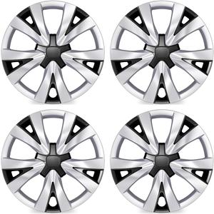 Hubcaps Fit for 2016-2025 Honda Civic Sedan (Factory Steel Wheels Covers); Set of 4 Pcs; 16-inch (Silver&Black)