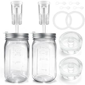 32 oz Mason Jar Fermentation Kit, 2 Pack Fermentation Jars, Fermentation Lids, Fermenting Weights and Airlocks, Complete Fermenting Kit for Making and Storing Sauerkraut（Pack of 2）