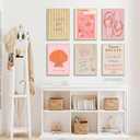 2 x Pink Beach Preppy Canvas Wall art Summer Starfish Shells Postcard Pictures Paintings Pre-College Students Vacation Aesthetics Posters Prints for Girls Apartment Dorm Home Bathroom Decoration Unframed (8x10Poster)