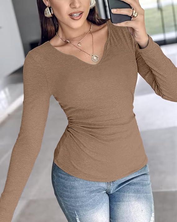 CHICME Long Sleeve Shirts for Women size M color Beige