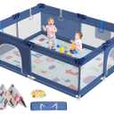 CoziBB Baby Playpen with Mat, 71"  59" Extra Large Playpen for Toddler, Baby Playard with Breathable Mesh, Fence Play & Sleep Area for Indoor & Outdoor (Blue)